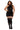 Woman wearing a black lingerie set on a white background