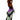 Person wearing a colorful costume with a top hat on a white background