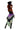 Person wearing a colorful costume with a top hat on a white background