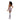 Woman wearing a white lace bodysuit with high heels on a white background