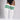 White ribbed over-the-knee socks with three green stripes near the top, worn by a model in a black bodysuit against a light gray studio background.