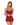 Woman wearing a red lace nightgown on a white background