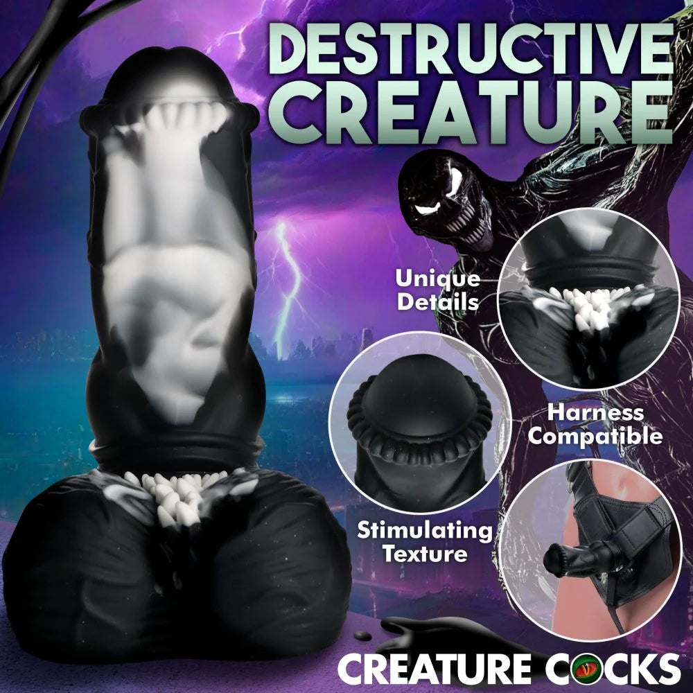 Creature Cocks Venom Silicone Dildo - Black Adult Toy Box Creature Cocks Venom Silicone Dildo - Black Adult Toy Box