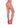 Pink fishnet stockings with matching high heels on a white background