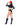 Woman wearing a black and red Fierce Fire Woman Adult Costume with high boots on a white background