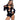 Woman wearing a black cat-themed outfit with fur details on a white background