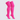A pair of bright pink ribbed knee-high socks shown on a light gray background.