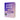 Purple packaging box with text and icons on a white background