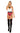 This image features a model showcasing a 3-piece costume set designed to emulate a bold and seductive look. The ensemble includes a collar with tie, a bodysuit with garter straps, and a belt, all in a striking combination of white, black, and red.