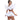 Woman wearing a white angel costume with feathered wings on a white background