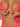 Person wearing a coral lace lingerie set with a close-up of the chest area.