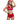 Person wearing a red safety outfit with reflective elements on a white background