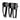 Three black ball stretchers with metal rings on a white background
