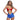 Woman wearing a Wonder Woman costume with a red top and blue shorts with white stars on a white background