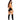 Woman in a black latex outfit with fishnet stockings and high-heeled boots on a white background
