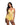 Woman wearing sheer yellow lace teddy on a while background