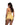 Back view of Woman wearing sheer yellow lace teddy on a while background