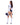 Woman in a cheerleader costume with pom-poms on a white background