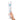 Hand holding a white and blue wand vibrator on a white background