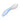 A white personal massager with a curved, ergonomic design, featuring a glowing blue LED light strip along the lower portion, shown against a plain white background.