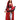 Woman in a costume with a red hood and dress holding a basket on a white background