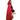 Person wearing a red hooded cloak with a white background