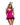 Woman wearing a pink 'LOVE' costume with fairy wings on a white background