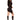 Person wearing a black dress with a hood, fishnet stockings, and high-heeled boots on a white background