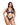 Woman wearing a black fishnet lingerie set on a white background