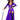 Woman wearing a purple pimp costme with leopard print detail