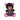 Black teddy bear with pink chains and accents on a white background