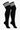 A pair of black ribbed knee-high socks with three white stripes at the top cuff, shown on a white background.