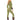 Person wearing a green military-style jumpsuit with a hat on a white background