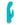 Turquoise silicone rabbit vibrator with a metallic base on a white background