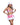 Woman wearing a pink and white Christmas-themed outfit with a Santa hat on a white background