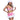 Woman wearing a pink and white Christmas-themed outfit with a Santa hat on a white background