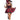 A woman modeling a red and black tartan plaid witch costume with a matching pointed hat, black bodice, and black high heels against a plain white background.