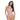Model wearing a pink lingerie set on a white background