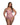 Model wearing a pink lingerie set on a white background