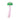 Glass mushroom dildo with green cap and pink stem on a white background