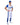 A model wearing a blue and white striped shirt with 'PLAYBOY' text, blue and white striped pants, and a blue and white cap with a bunny detail.