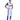 A model wearing a blue and white striped shirt with 'PLAYBOY' text, blue and white striped pants, and a blue and white cap with a bunny detail.