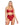 A model wearing a red two-piece Playboy lingerie set, which includes a bra and a thong.