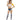 Woman wearing a costume inspired by Jessie from Toy Story, complete with a cowboy hat, top, shorts, and cow print stockings.
