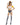 Woman wearing a costume inspired by Jessie from Toy Story, complete with a cowboy hat, top, shorts, and cow print stockings.
