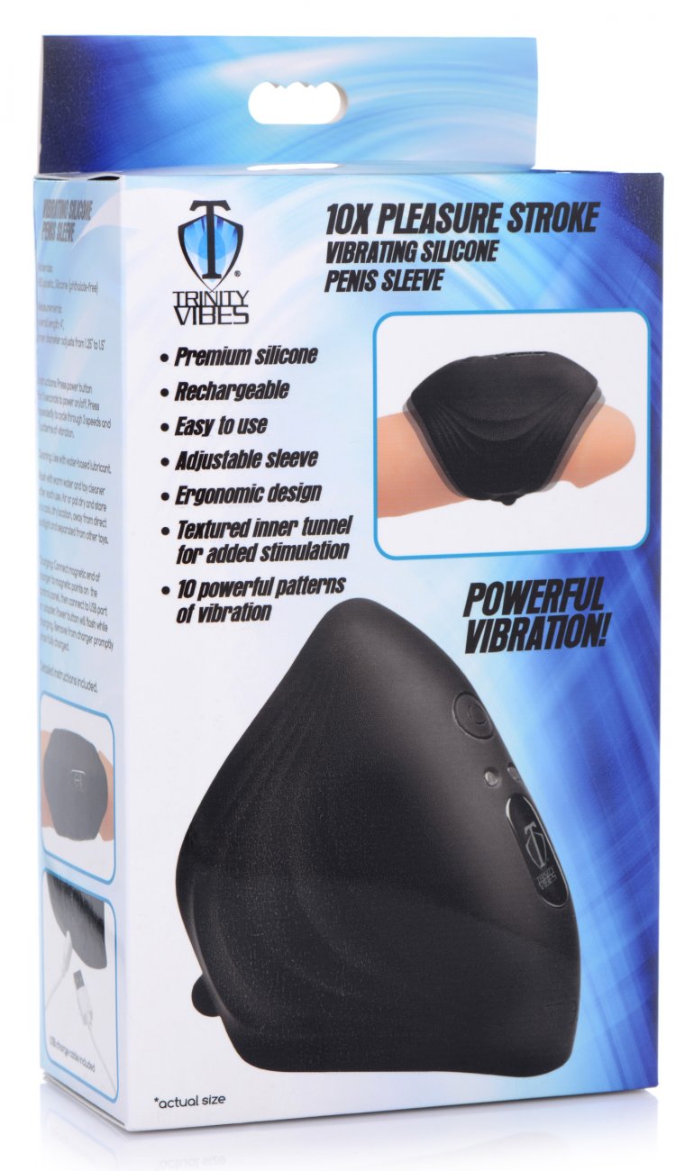 Trinity Men 10X Pleasure Stroke Vibrating Silicone Penis Sleeve Adult Toy Box Trinity Men 10X Pleasure Stroke Vibrating Silicone Penis Sleeve Adult Toy Box