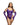 Model wearing a purple bodysuit and gloves on a white background