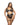 Woman wearing a black fishnet lingerie set with 'Playboy' branding on a white background