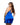 back view of plus size blue Embroidered rose lace and stretch satin, Balconette cup with underwire, Satin ribbon bow detail