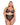 Woman wearing a Playboy lingerie set on a white background